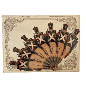 Turn Of The Century Soldiers Fan Greetings Card With Envelope Reproduction
